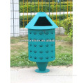 Green powder coated steel trash can dustbin outdoor dustbin outside